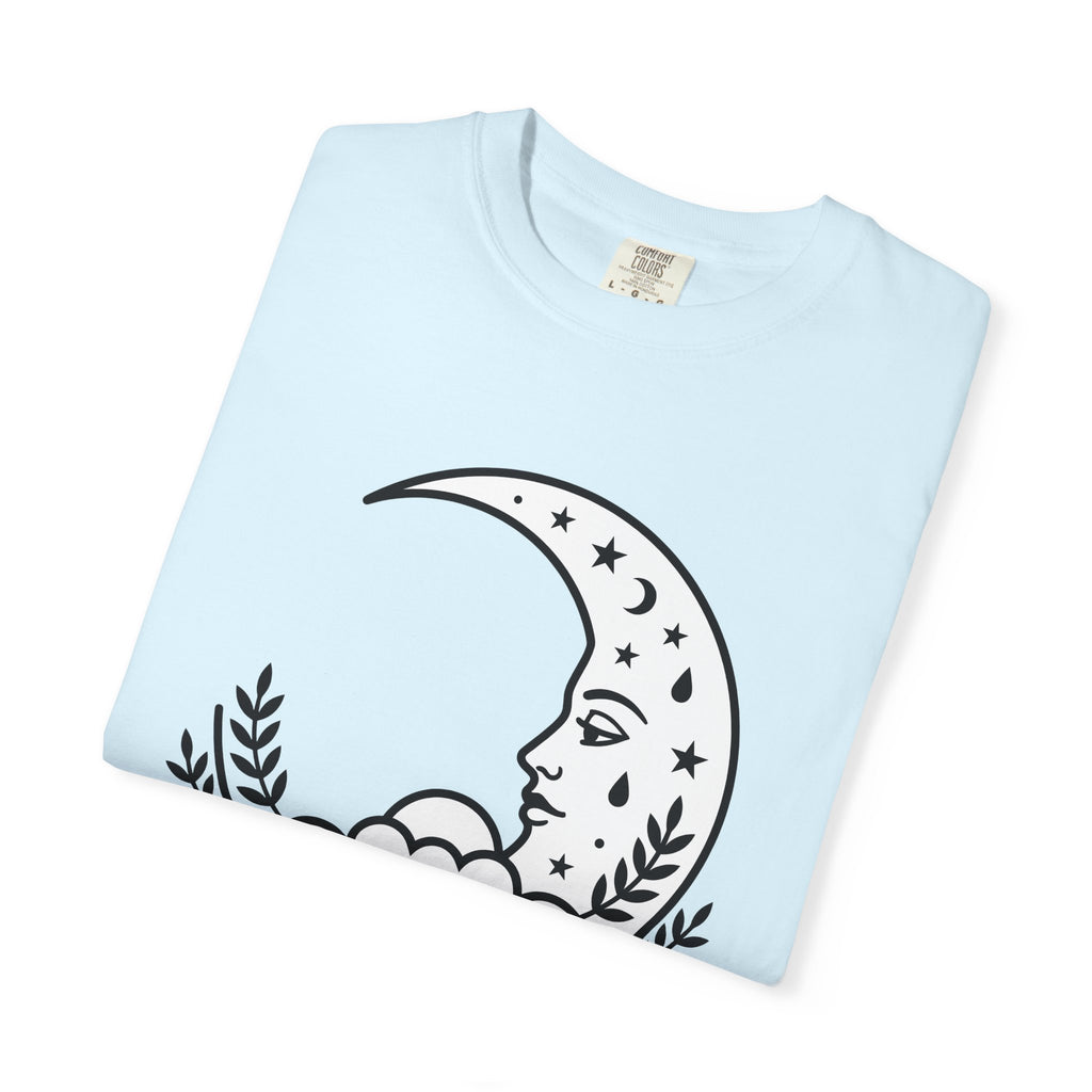 Lunar Face Shirt Boho Chic Space Gift Women Doodle Tee Moon T-Shirt Bohemian Fan Hand Drawn Tshirt Galaxy Graphic Modern Twinkling Stars