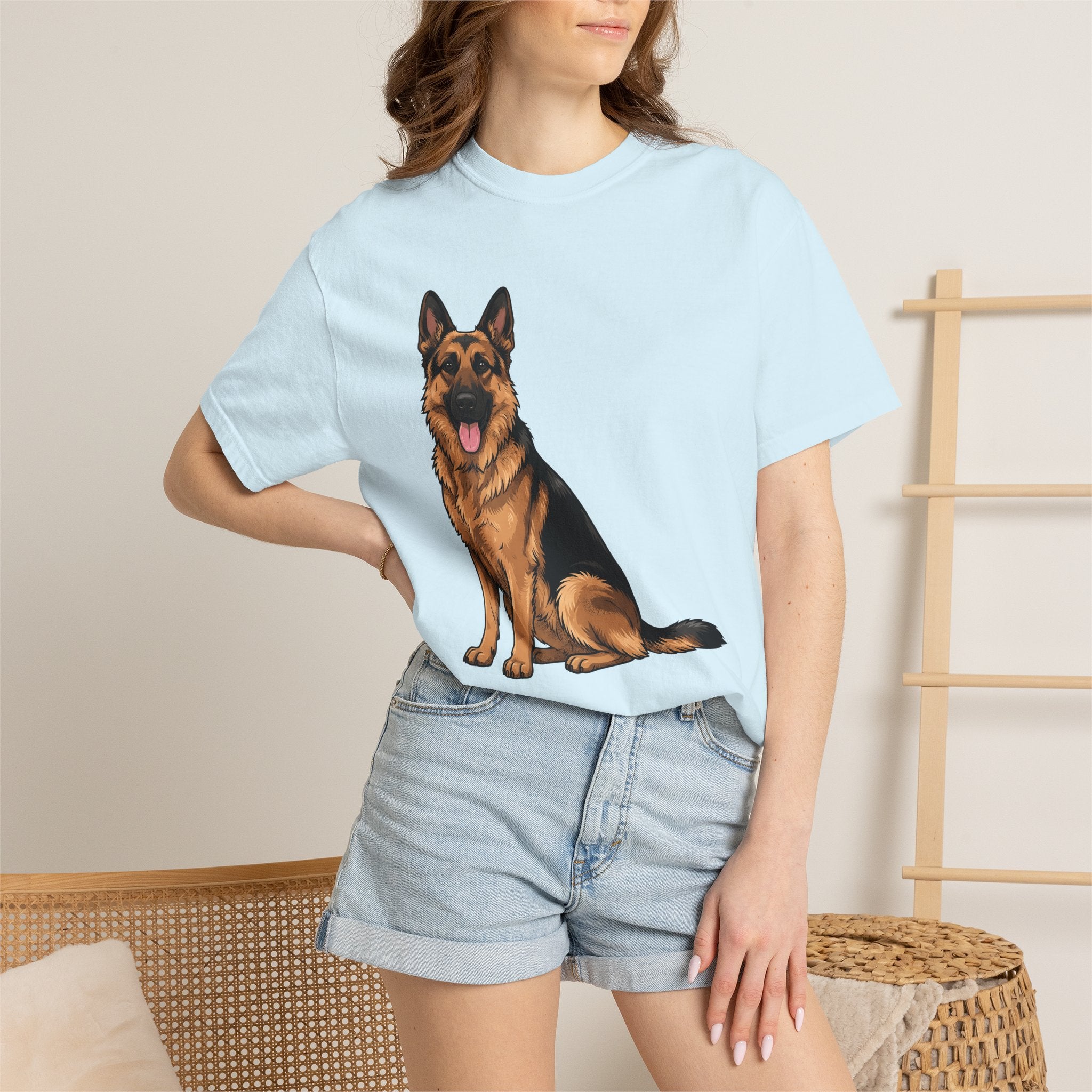 German Shepherd Shirt Dog Companion Gift Women Doodle Tee Alsatian T-Shirt Dog Fan Shepherd Graphic Design Illustration Drawing Outline