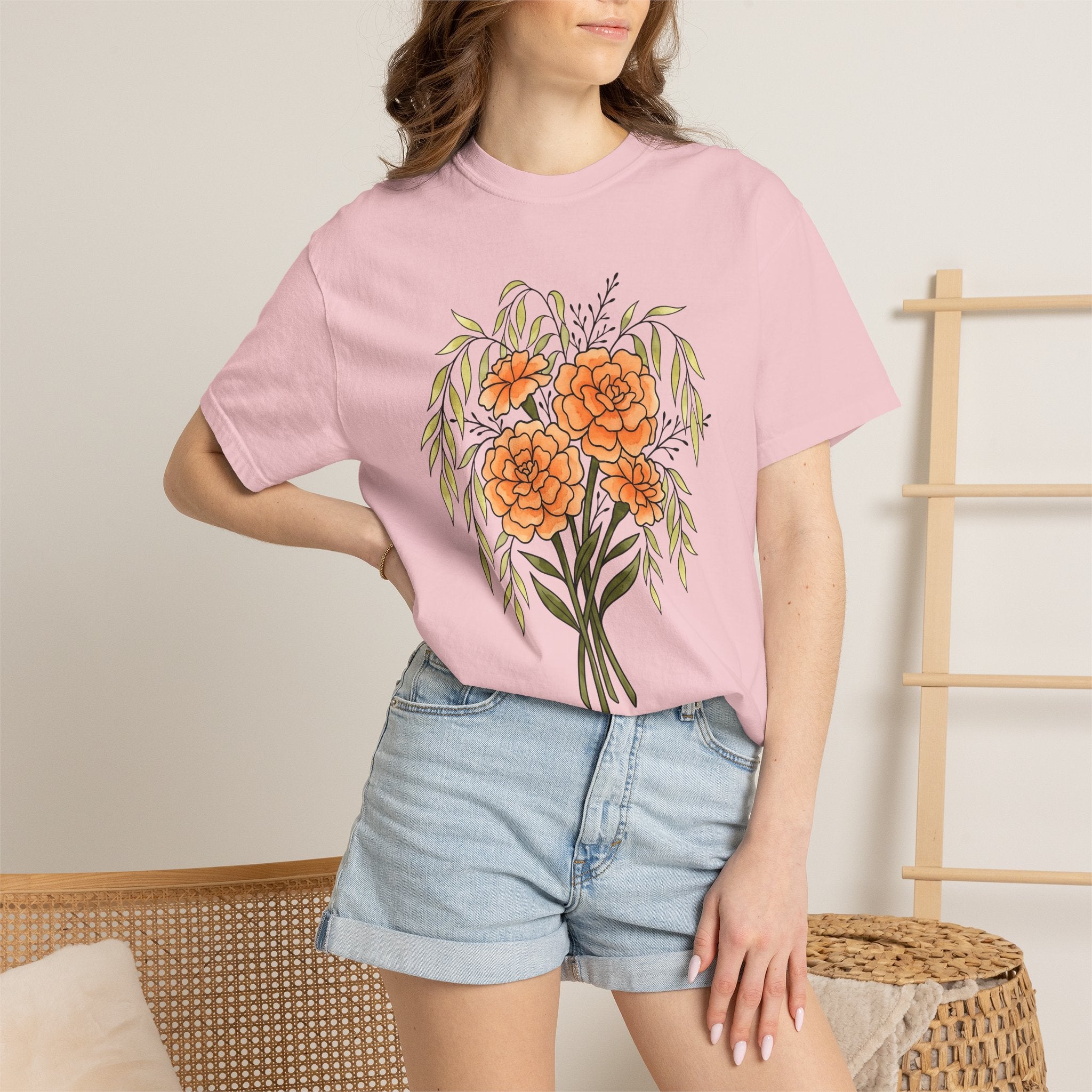 Flower Bouquet Shirt Boho Chic Floral Gift Women Botanical Tee Bouquet T-Shirt Bohemian Enthusiast Botanical Tshirt Floral Graphic