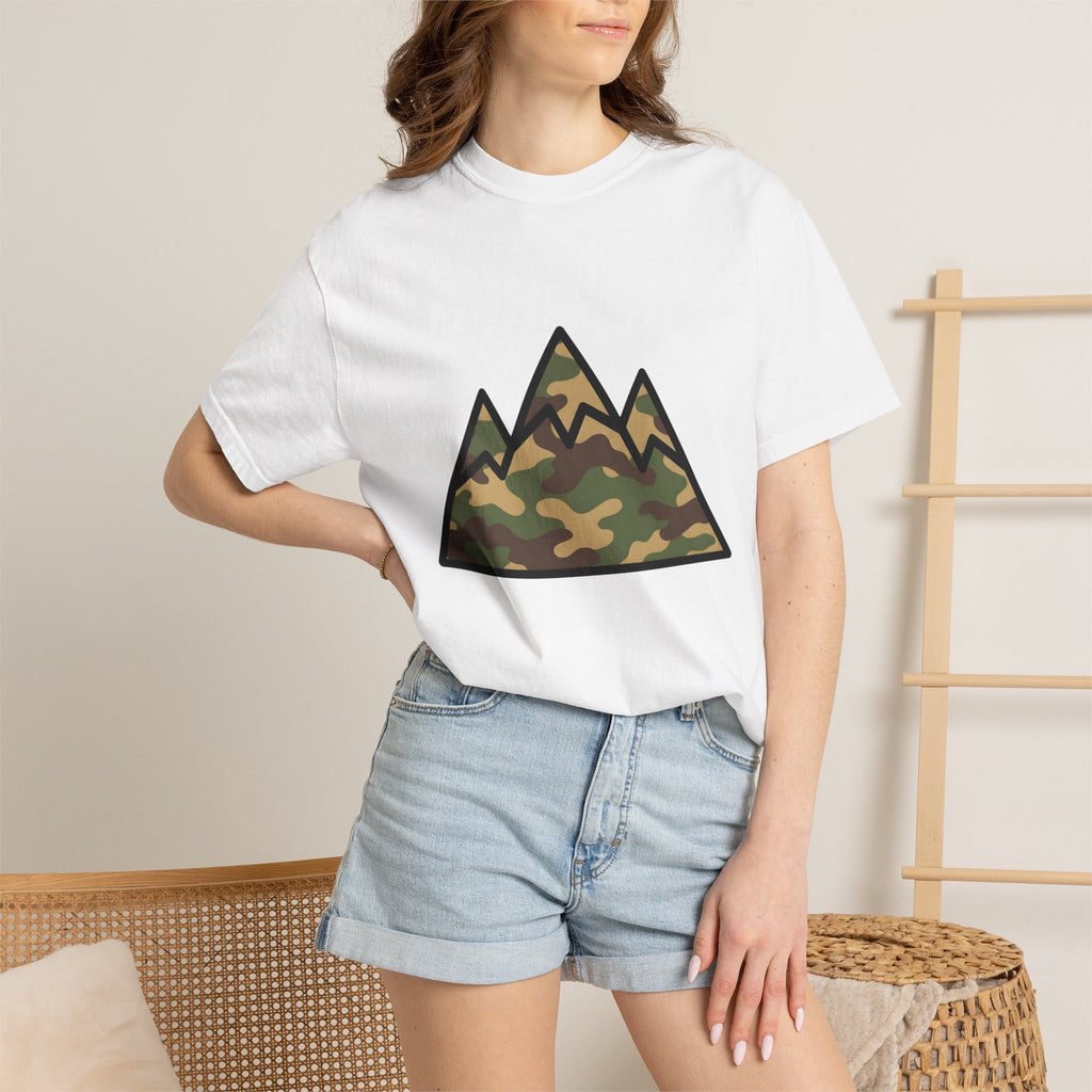 Camouflage Mountain Shirt Moms Outdoors Gift Women Minimalist Tee Mountain Range T-Shirt Motherhood Enthusiast Simple Tshirt Adventure