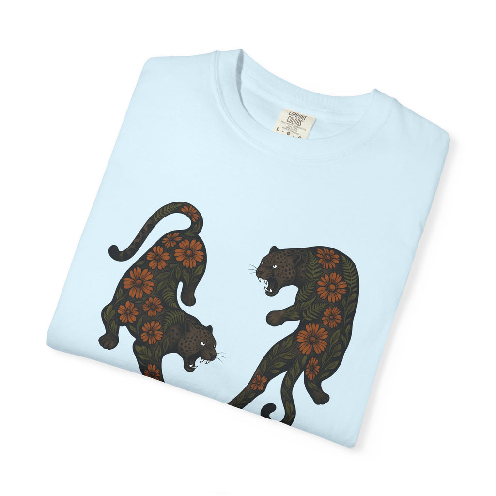 Blossom Panther Shirt Cat Flower Gift Women Neo Traditional Tee Panther T-Shirt Cat Fan Tattooed Tshirt Floral Graphic Hand Drawn Floral