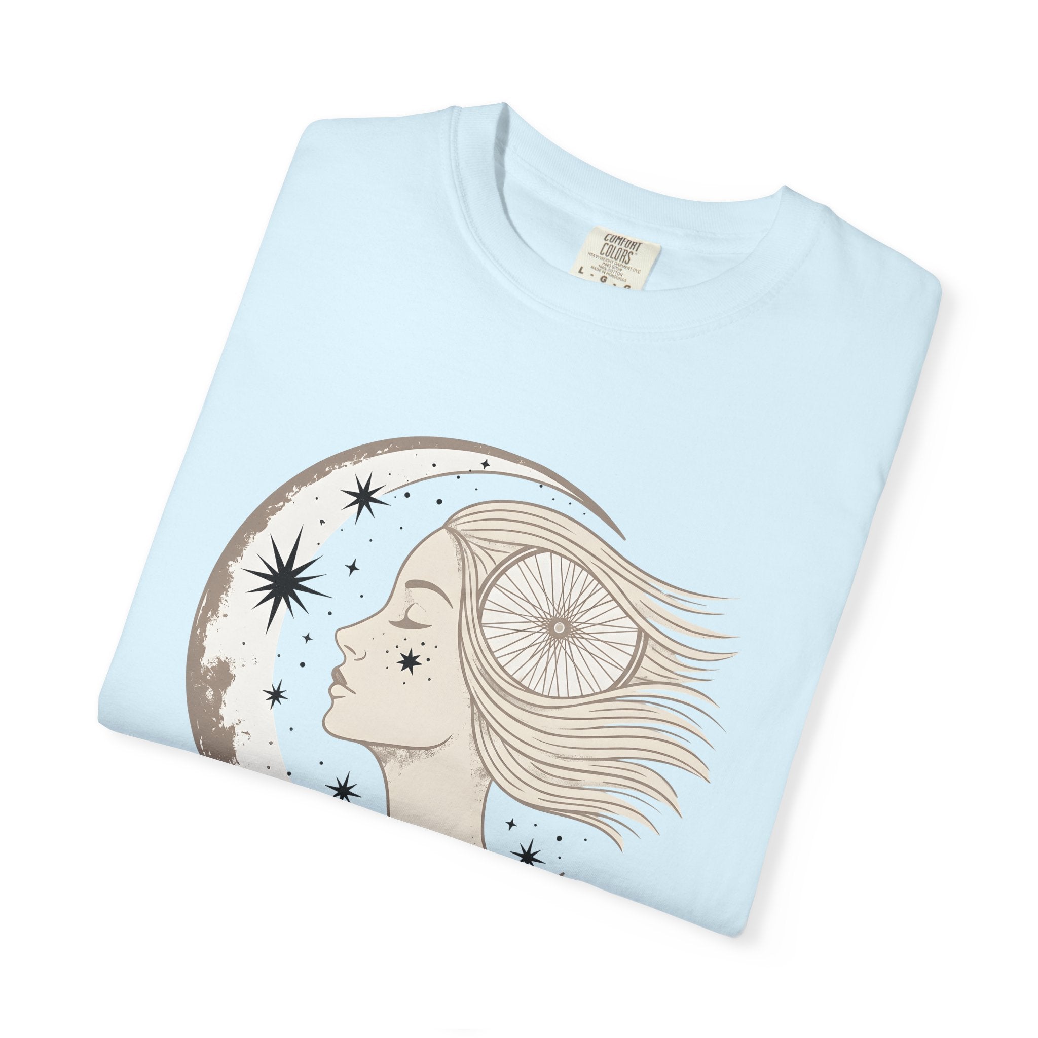 Moon Goddess Shirt Sports Celestial Gift Women Boho Tee Lunar T-Shirt Athlete Enthusiast Bohemian Tshirt Galaxy Graphic Vintage Bicycle