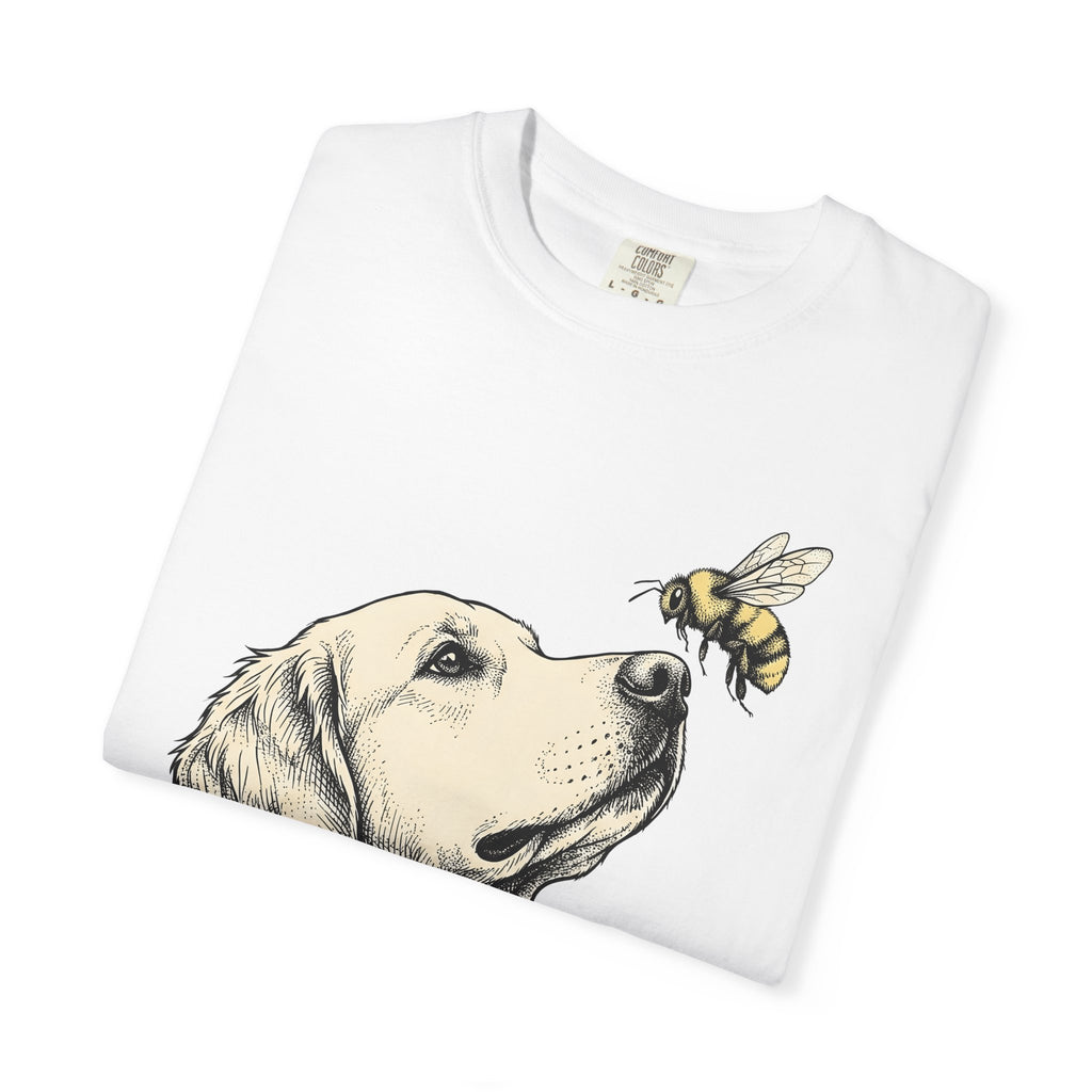 Golden Retriever Shirt Dog Animal Gift Women Hand Drawn Tee Retriever T-Shirt Dog Fan Puppy Graphic Tshirt Vintage Bee Tshirt