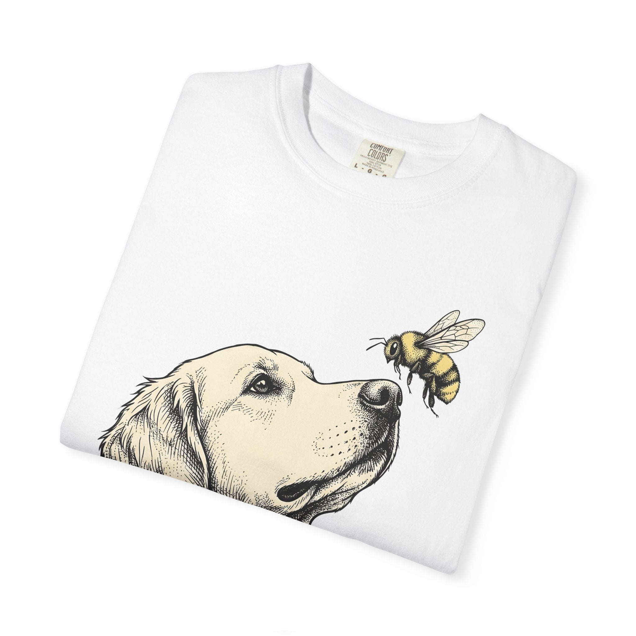 Golden Retriever Shirt Dog Animal Gift Women Hand Drawn Tee Retriever T-Shirt Dog Fan Puppy Graphic Tshirt Vintage Bee Tshirt
