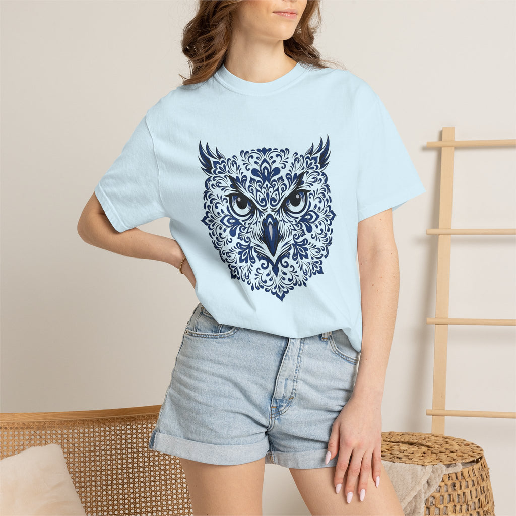 Owl Face Shirt Boho Chic Animal Gift Women Folk Art Tee Owl T-Shirt Bohemian Fan Primitive Tshirt Wildlife Graphic Mandala Floral Pattern