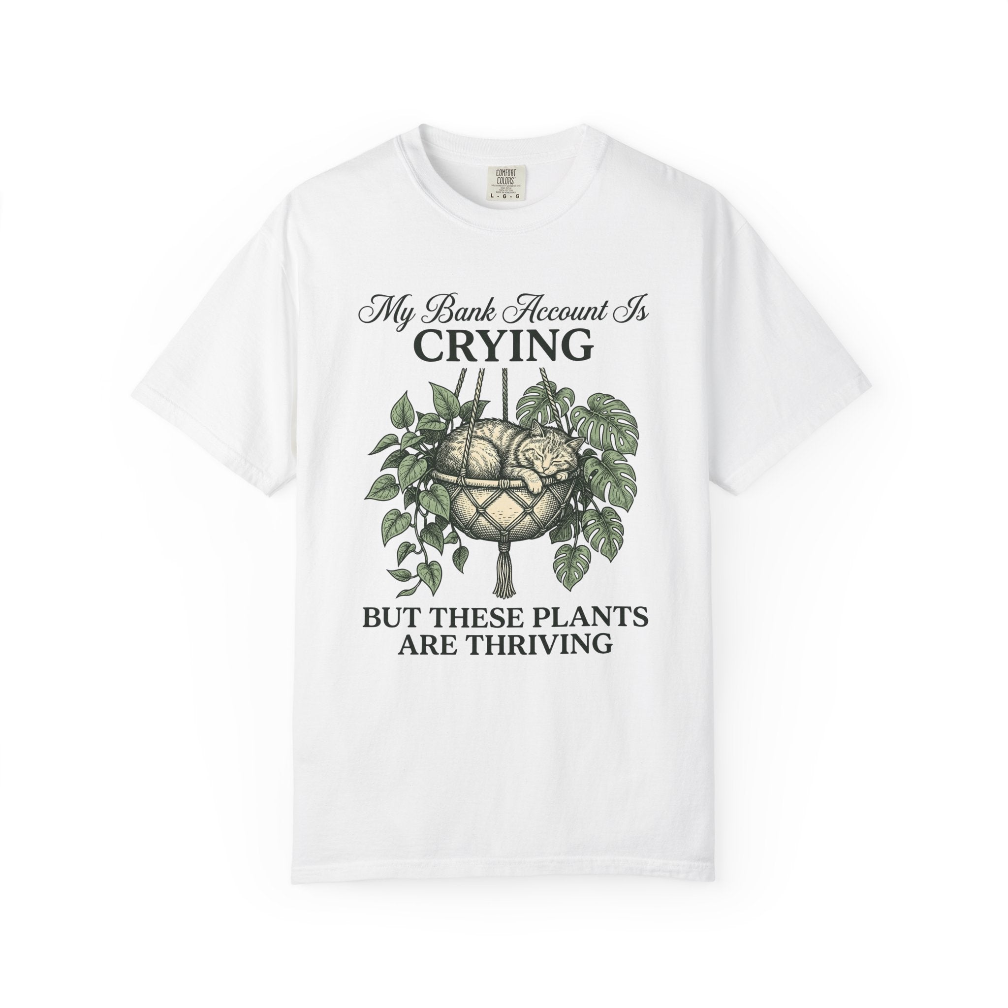Cat Plant Shirt Cat Gardening Gift Women Botanical Tee Feline T-Shirt Cat Fan Floral Tshirt Gardening Design Vintage Hanging Basket Tshirt