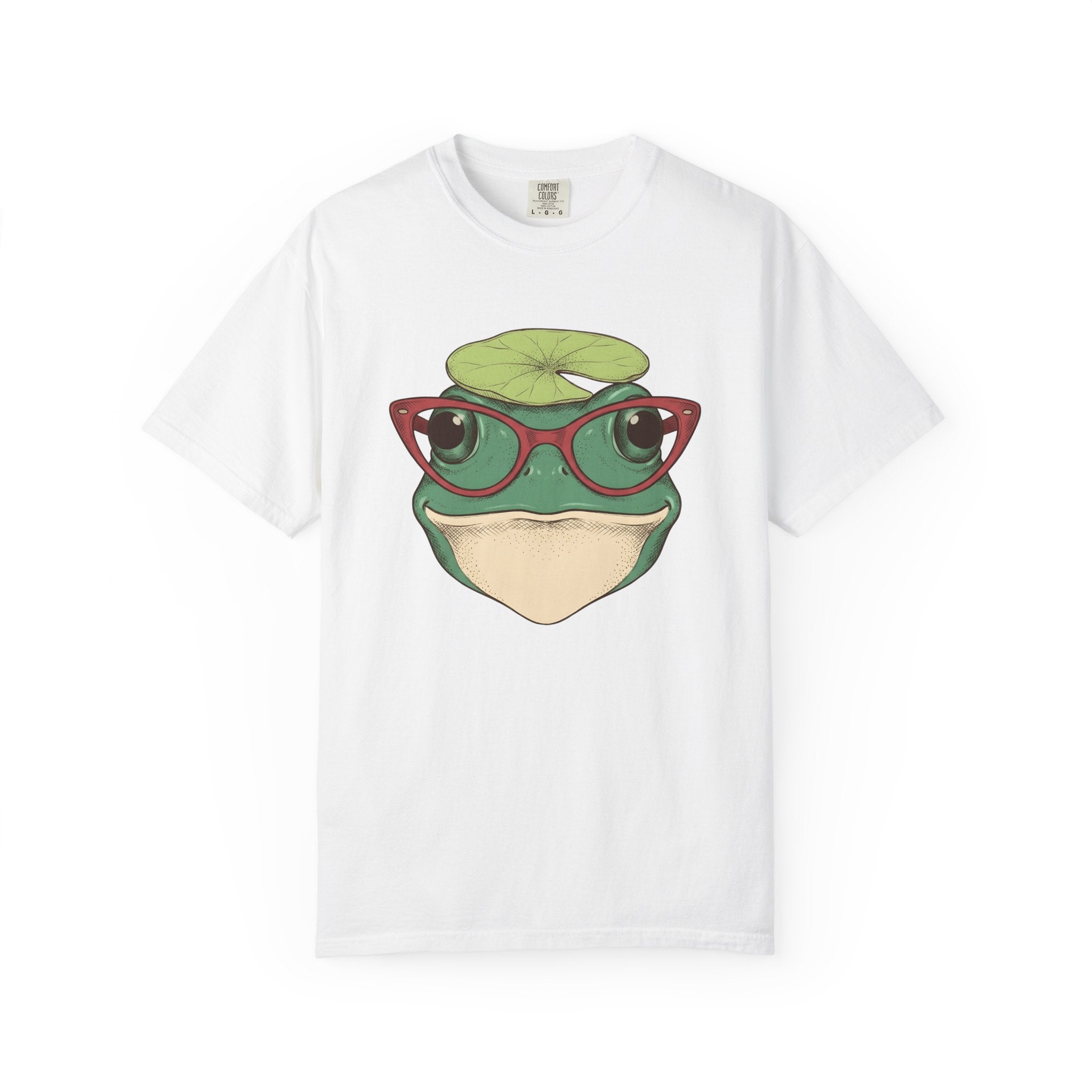Amphibian Glasses Shirt Frog Nature Gift Women Cartoon Tee Specs T-Shirt Toad Fan Eyewear Tshirt Environmental Graphic Line Art Water Lily