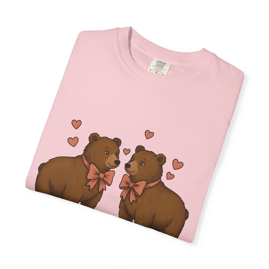 Bear Couple Shirt Animals Love Gift Women Cute Tee Bear T-Shirt Animal Fan Cartoon Tshirt Romance Graphic Hand Drawn Hearts Tshirt