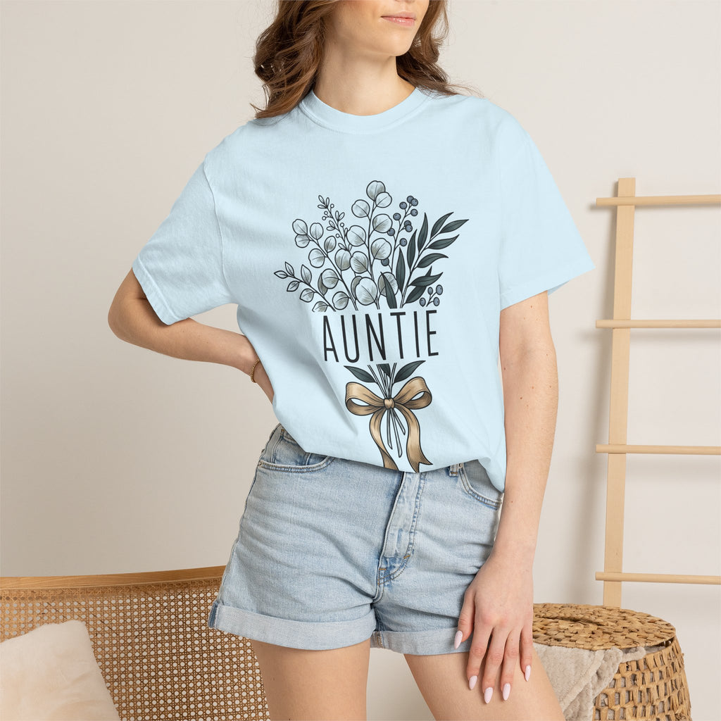 Flower Bunch Shirt Aunt Relatives Gift Women Rustic Tee Bouquet T-Shirt Auntie Fan Vintage Tshirt Family Graphic Sketch Ribbon Tshirt
