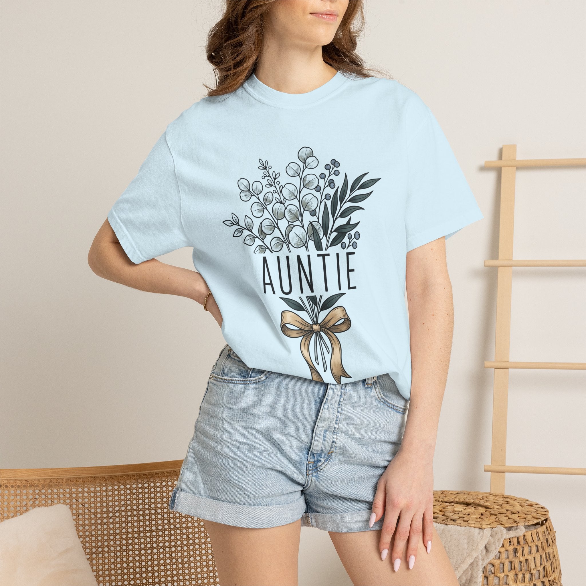 Flower Bunch Shirt Aunt Relatives Gift Women Rustic Tee Bouquet T-Shirt Auntie Fan Vintage Tshirt Family Graphic Sketch Ribbon Tshirt