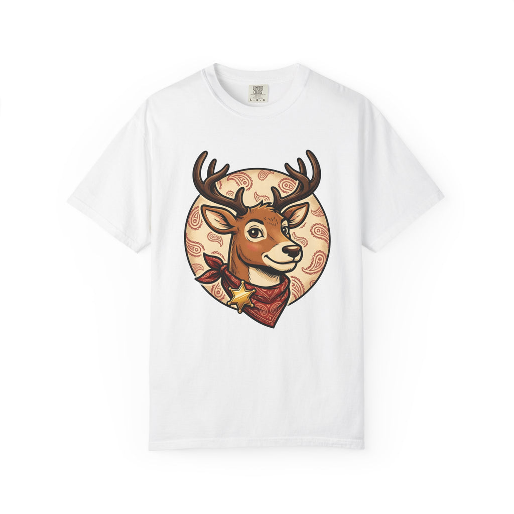 Elk Marshal Shirt Christmas Cowboy Gift Women Comic Tee Wapiti T-Shirt Christmas Fan Comic Tshirt Rodeo Graphic Retro Scarf Tshirt