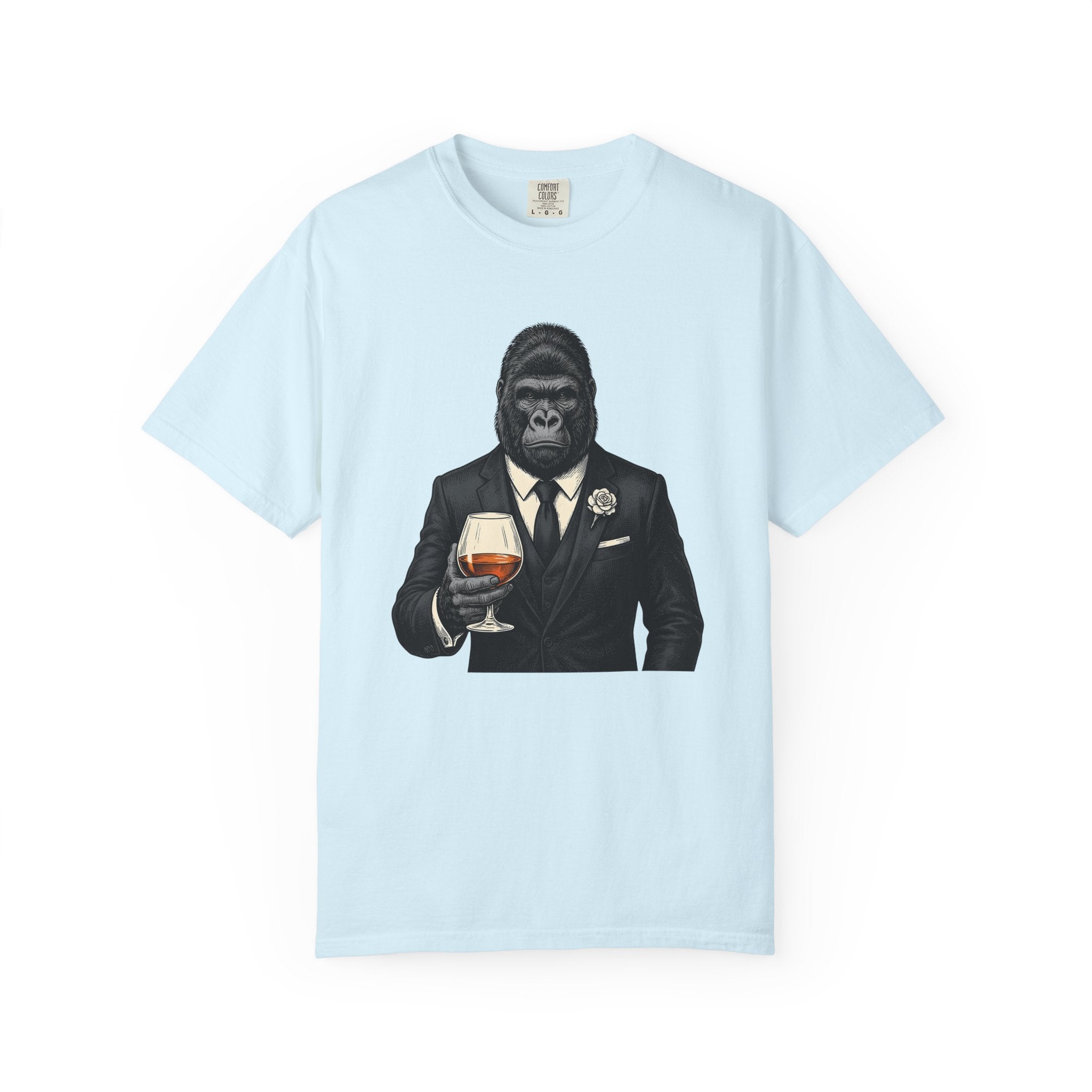 Ape Costume Shirt Drinks Wildlife Gift Women Retro Tee Monkey Costume T-Shirt Cocktail Fan Monkey Tshirt Animal Graphic Sketch Wine Glass
