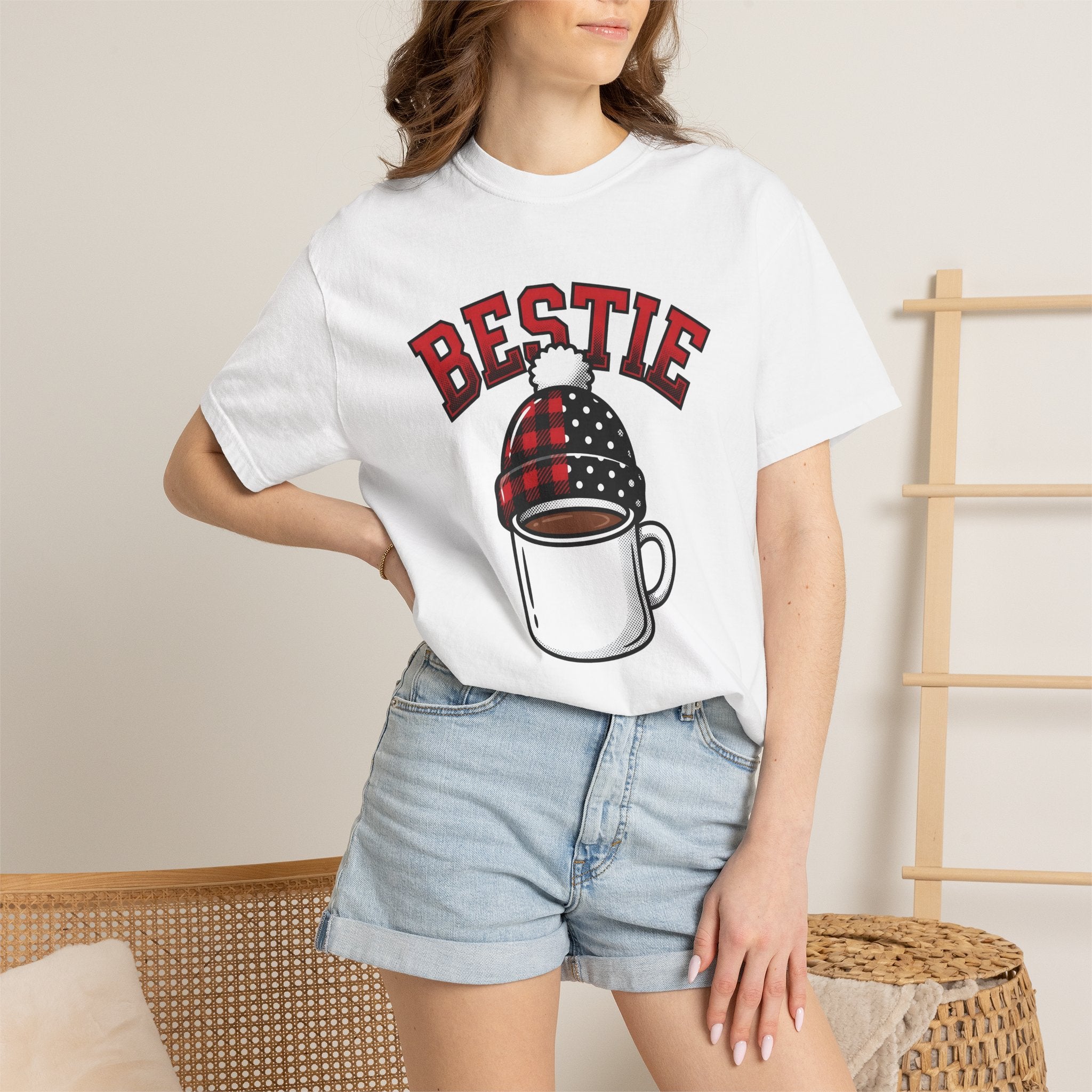 Coffee Cup Shirt Holiday Pals Gift Women Comic Tee Mug T-Shirt Christmas Fan Cartoon Tshirt Friends Graphic Vintage Beanie Tshirt