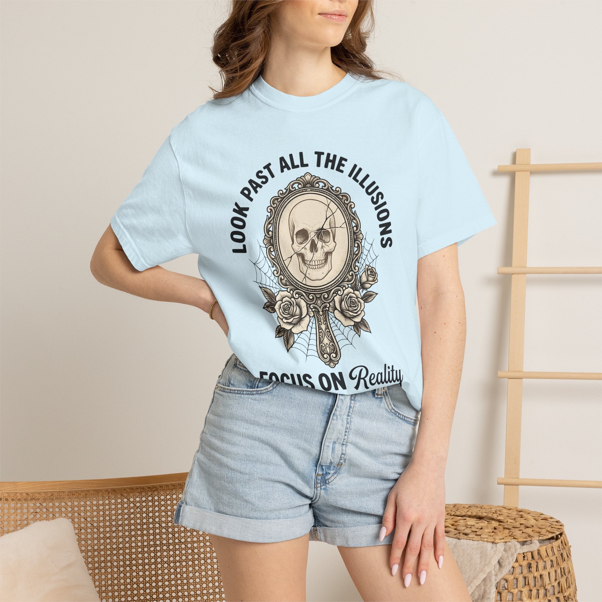 Skull Face Shirt Gothic Blossom Gift Women Spooky Tee Skull T-Shirt Goth Fan Creepy Tshirt Bloom Graphic Classic Garden Rose Tshirt