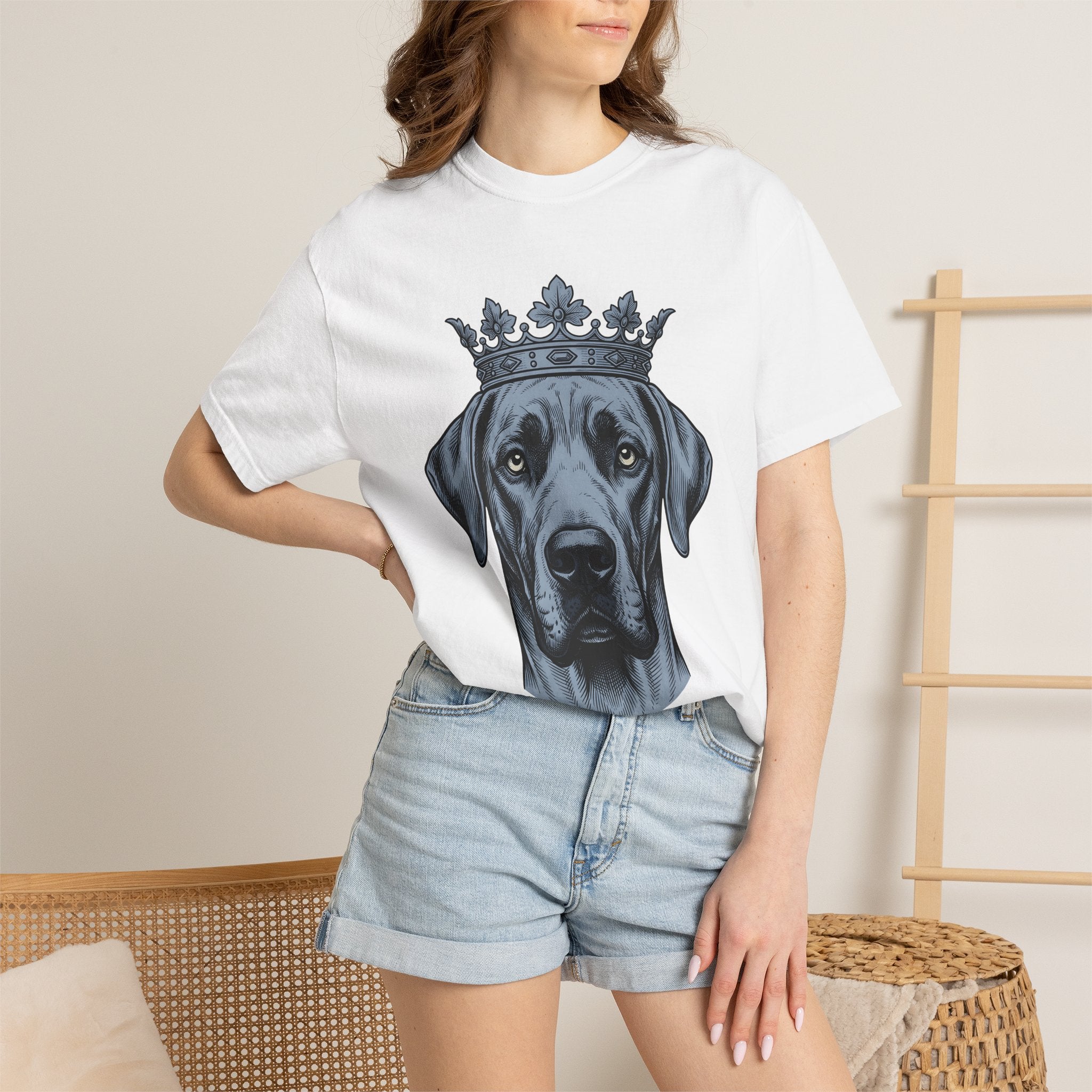 Dog Crown Shirt Dog Animal Gift Women Tattoo Tee Tiara T-Shirt Dog Fan Crown Tshirt Creature Graphic Vintage Royalty Tshirt