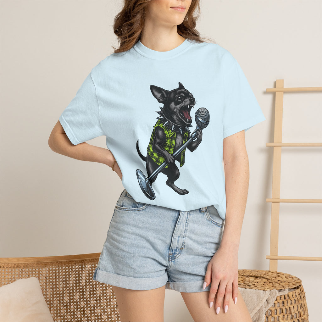 Chihuahua Performer Shirt Dog Audio Gift Women Illustrative Tattoo Tee Chi T-Shirt Dog Fan Tattooed Tshirt Sound Graphic Heritage Mic Tshirt