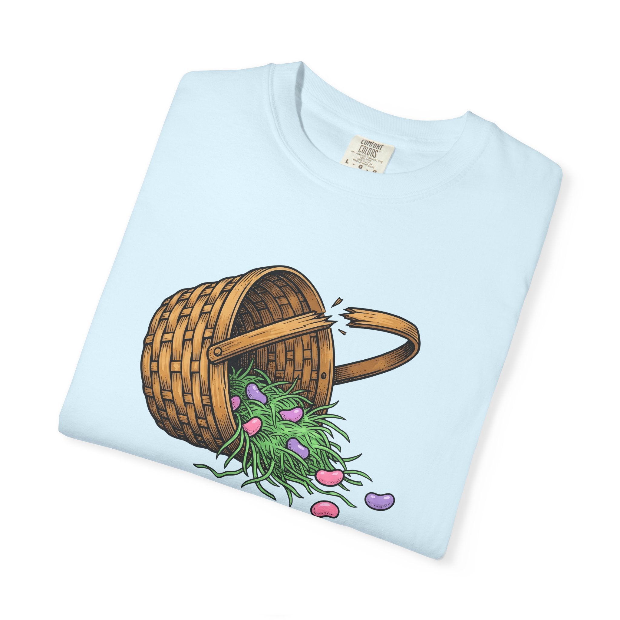Shattered Basket Shirt Easter Laugh Gift Women Funny Drawing Tee Broken Basket T-Shirt Easter Fan Broken Hamper Graphic Tshirt Doodle Sweets