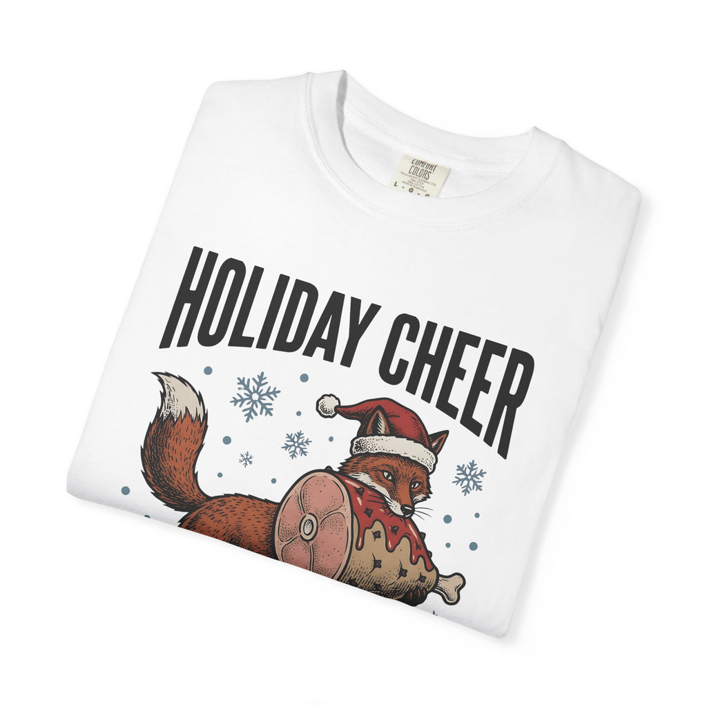 Fox Christmas Hat Shirt Christmas Wildlife Gift Women Retro Tee Fox T-Shirt Xmas Fan Vintage Tshirt Animal Graphic Sketch Snow Tshirt