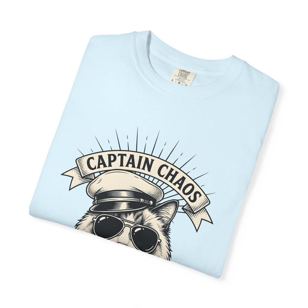 Cat Sunglasses Shirt Cat Humor Gift Women Vintage Tee Cool Cat T-Shirt Feline Fan Retro Tshirt Funny Graphic Hand Drawn Captain Hat Tshirt