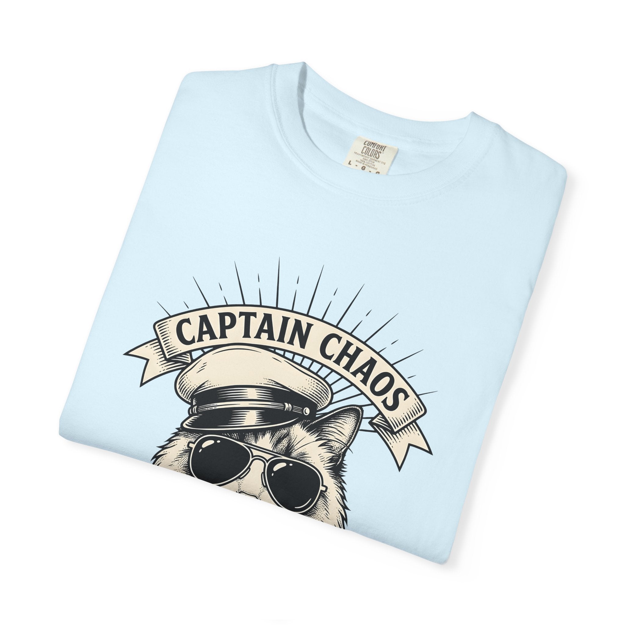 Cat Sunglasses Shirt Cat Humor Gift Women Vintage Tee Cool Cat T-Shirt Feline Fan Retro Tshirt Funny Graphic Hand Drawn Captain Hat Tshirt