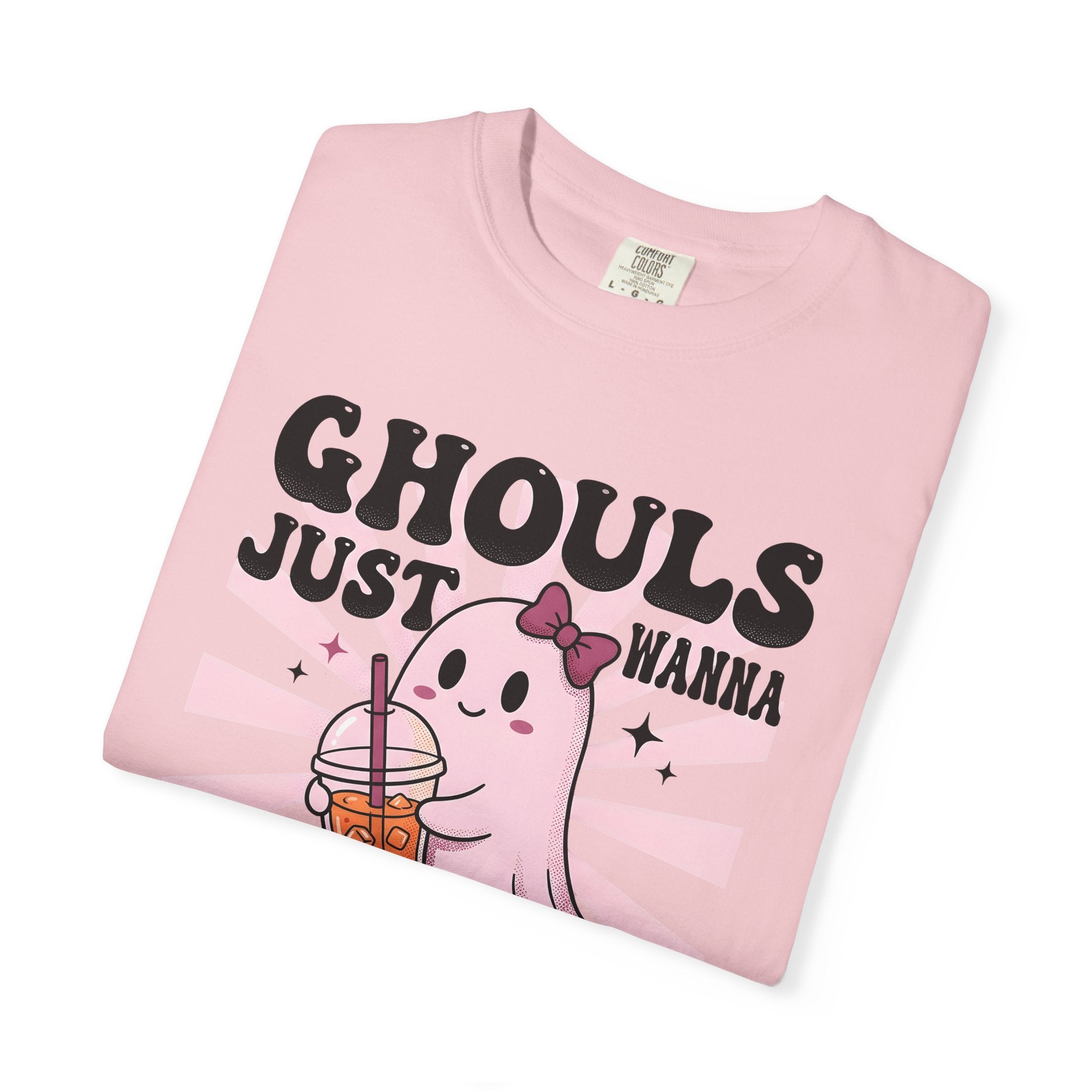 Spooky Bubble Tea Shirt Halloween Sweet Gift Women Cute Tee Boba T-Shirt Horror Fan Kawaii Tshirt Dessert Graphic Vintage Ribbon Tshirt