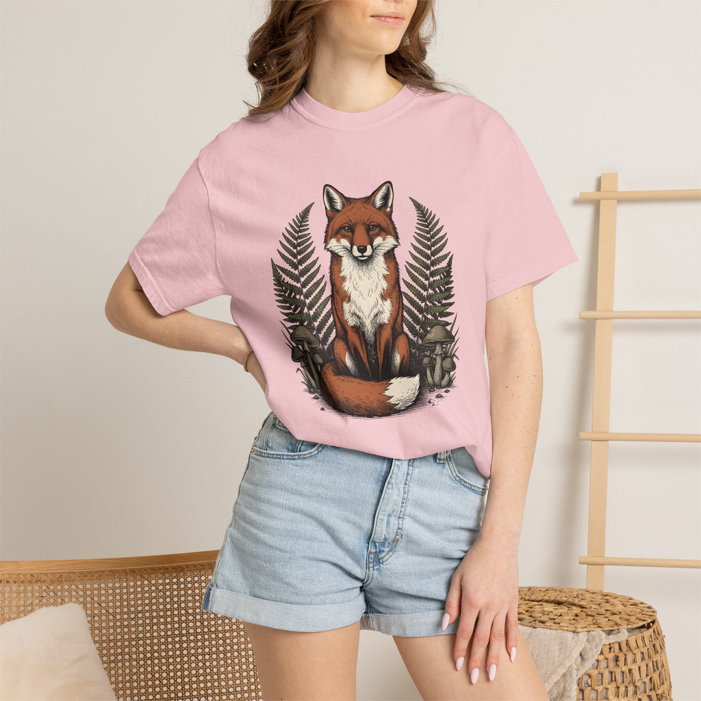 Fox Shirt Animals Woods Gift Women Retro Tee Vixen T-Shirt Wildlife Fan Vintage Tshirt Forest Graphic Sketch Toadstools Tshirt