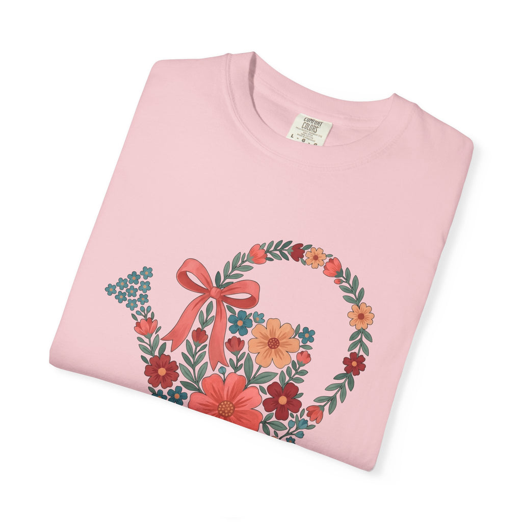 Flower Watering Can Shirt Easter Backyard Gift Women Rustic Tee Watering Can T-Shirt Spring Fan Vintage Tshirt Yard Graphic Retro Ribbon