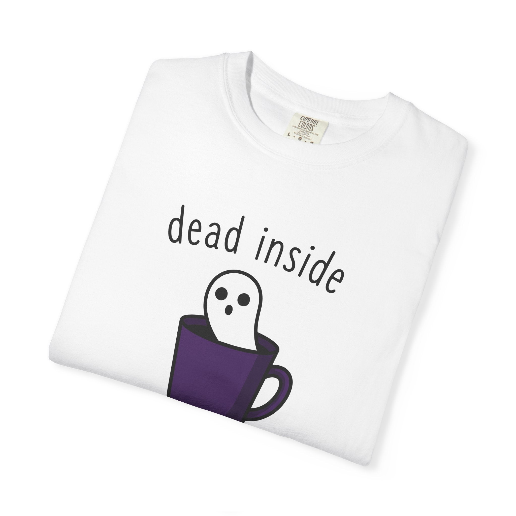 Ghost Coffee Cup Shirt Coffee Humor Gift Women Cartoon Tee Coffee Mug T-Shirt Coffee Fan Toon Tshirt Funny Graphic Minimalist Saucer Tshirt