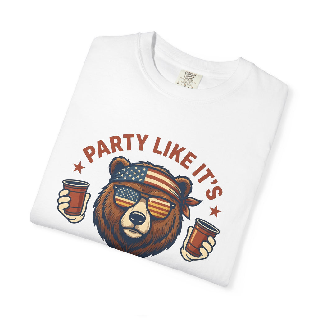Bear Sunglasses Shirt America Patriotic Gift Women Vintage Tee Teddy T-Shirt Independence Fan Distressed Graphic Retro American Flag Tshirt