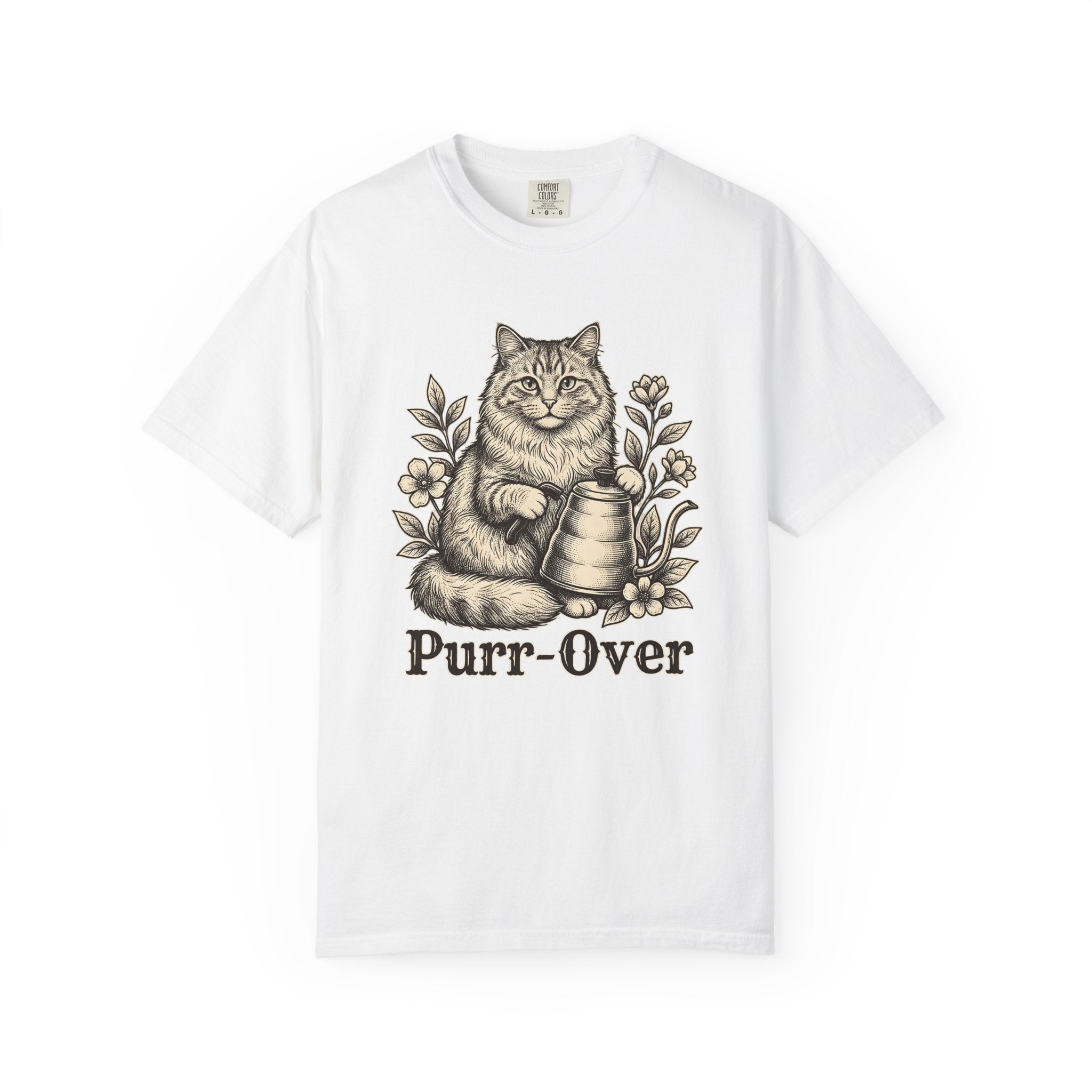 Kitty Coffee Brewer Shirt Coffee Creatures Gift Women Classic Tee Coffee Maker T-Shirt Coffee Fan Vintage Tshirt Animal Graphic Outline