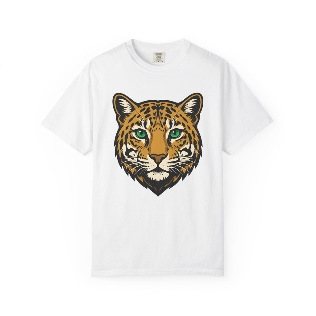 Leopard Face Shirt Cat Wildlife Gift Women Graphic Tee Leopard T-Shirt Cat Fan Abstract Tshirt Wildlife Illustration Graphic Bold Green Eyes