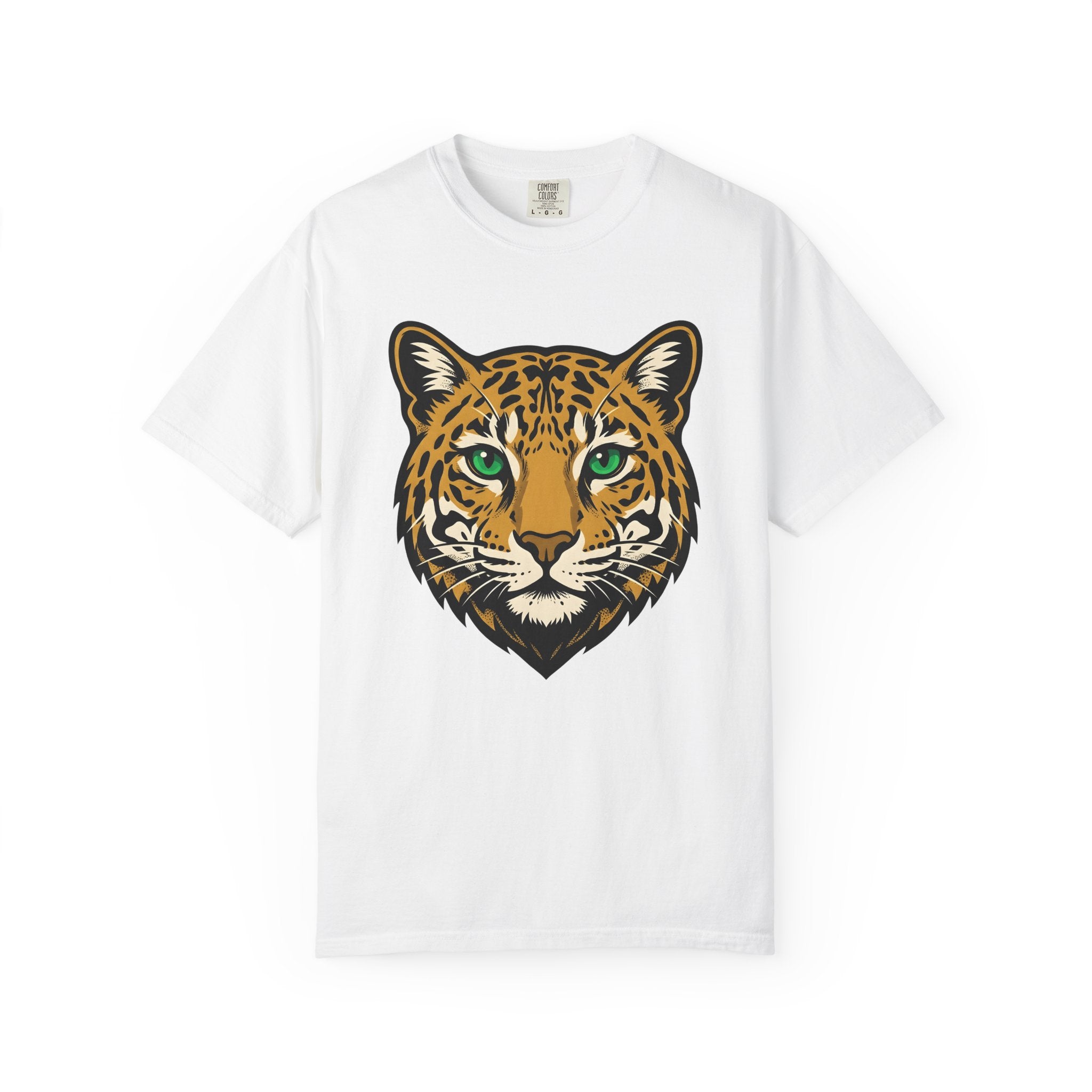 Leopard Face Shirt Cat Wildlife Gift Women Graphic Tee Leopard T-Shirt Cat Fan Abstract Tshirt Wildlife Illustration Graphic Bold Green Eyes