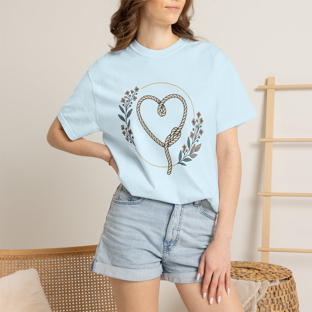 Twine Heart Shirt Cowgirl Cowboy Gift Women Rustic Tee Heart Twine T-Shirt Rodeo Fan Country Tshirt Cowboy Graphic Simple Meadow Flowers