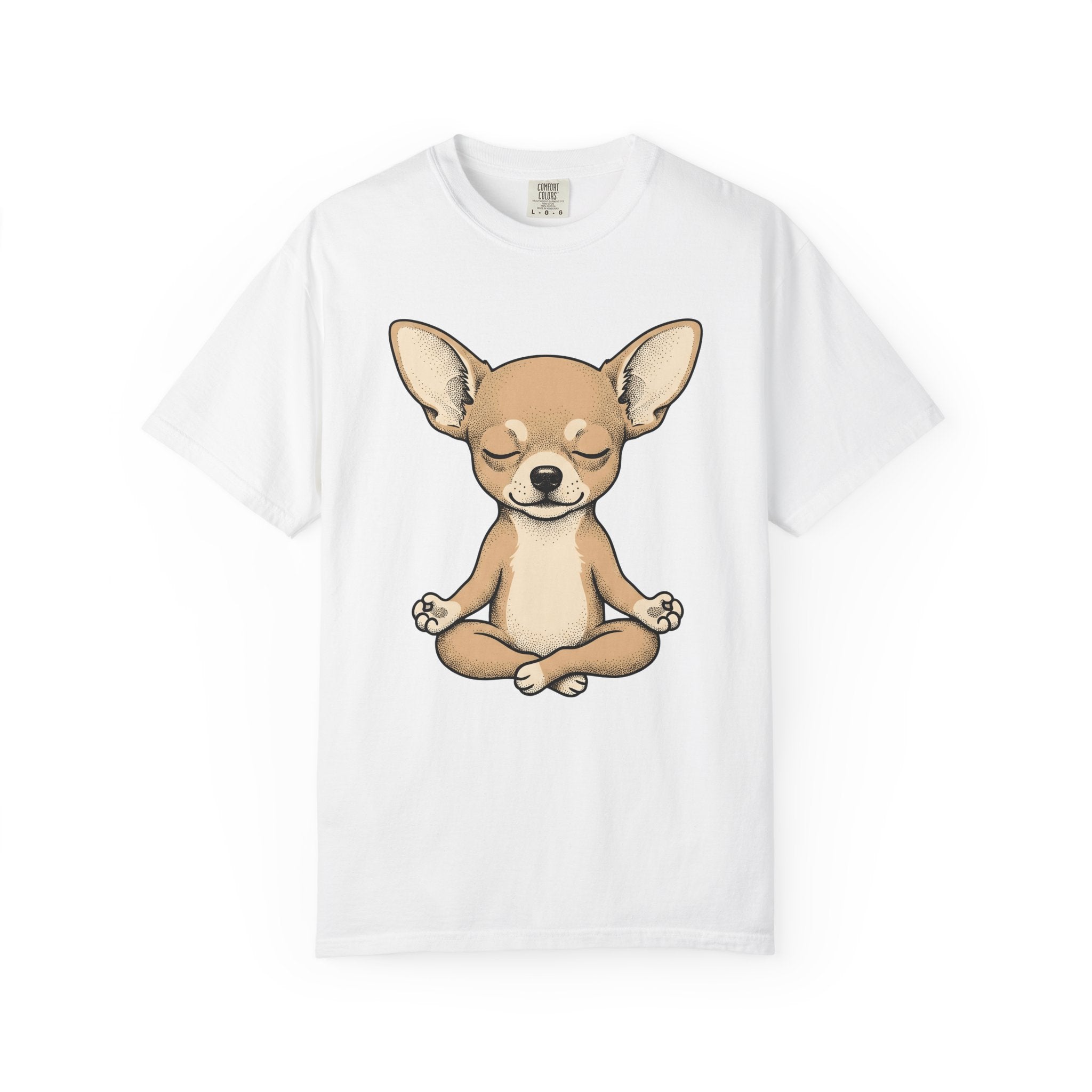 Chihuahua Stretching Shirt Dog Relaxation Gift Women Animated Tee Puppy T-Shirt Dog Fan Cartoon Tshirt Calm Graphic Doodle Seated Pose