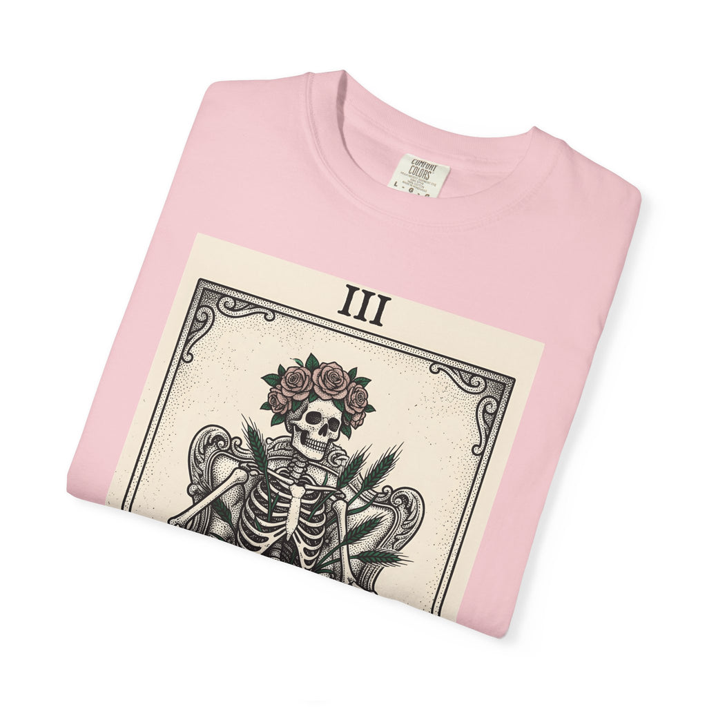 Skeleton Tarot Card Shirt Boho Chic Gothic Gift Women Boho Tee Tarot Card T-Shirt Hippie Fan Bohemian Tshirt Dark Graphic Vintage Floral