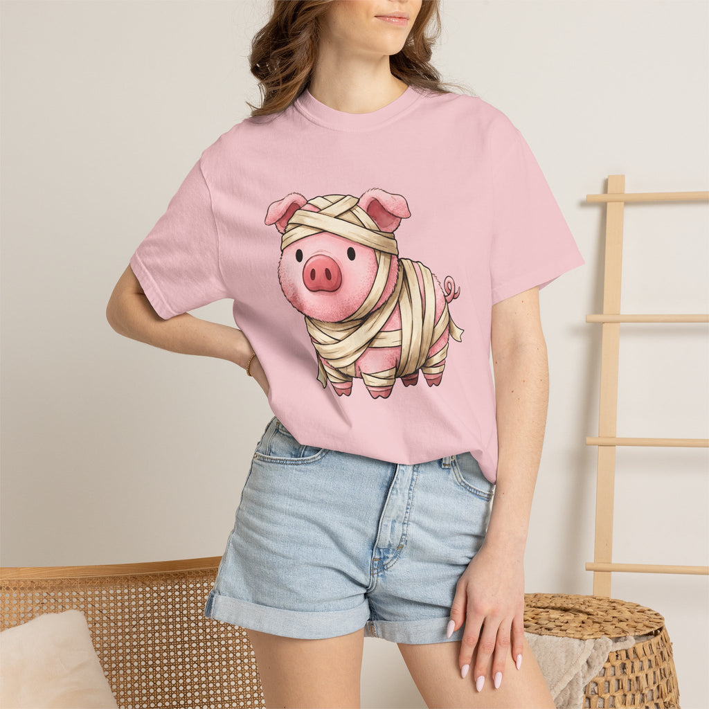 Pig Mummy Shirt Animals Holiday Gift Women Kawaii Tee Swine T-Shirt Creature Fan Hog Tshirt Celebration Graphic Animated Strips Tshirt