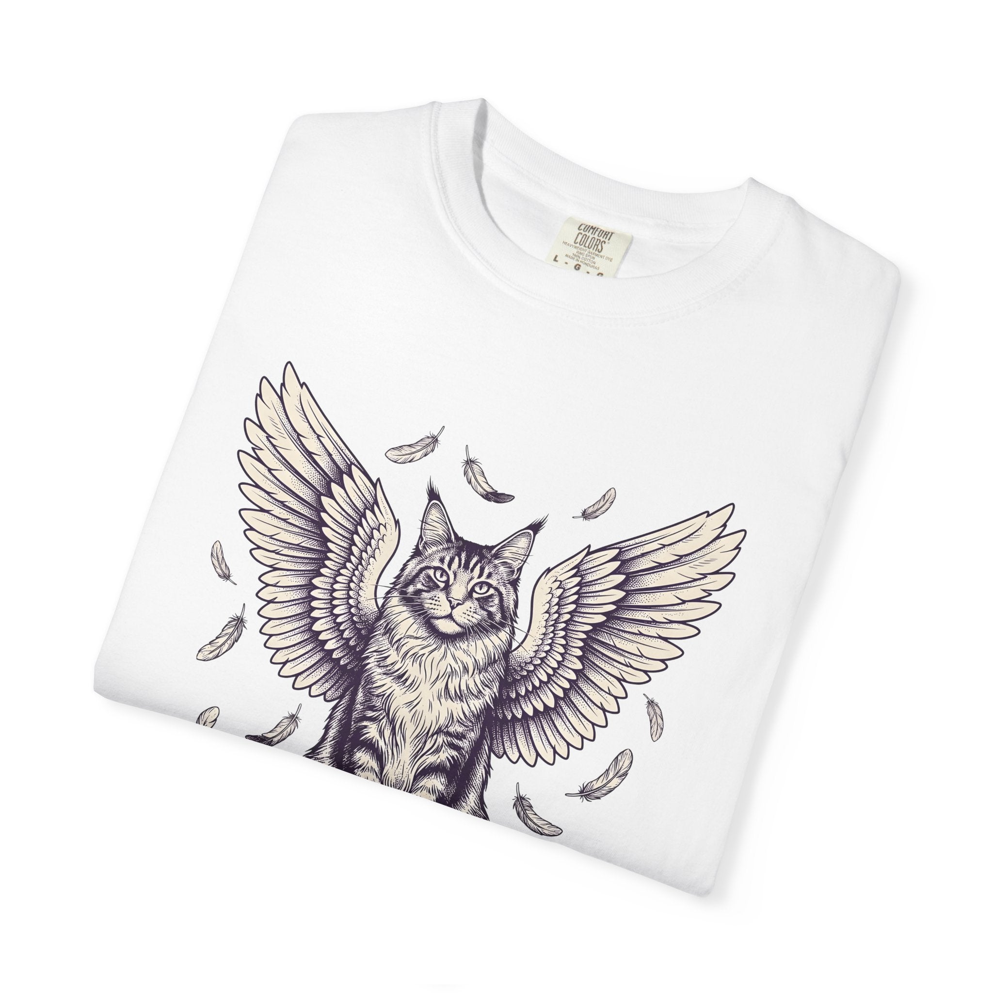 Guardian Cat Shirt Cat Magical Gift Women Cartoon Tee Kitty T-Shirt Feline Fan Comic Tshirt Mystical Graphic Distressed Quills Tshirt