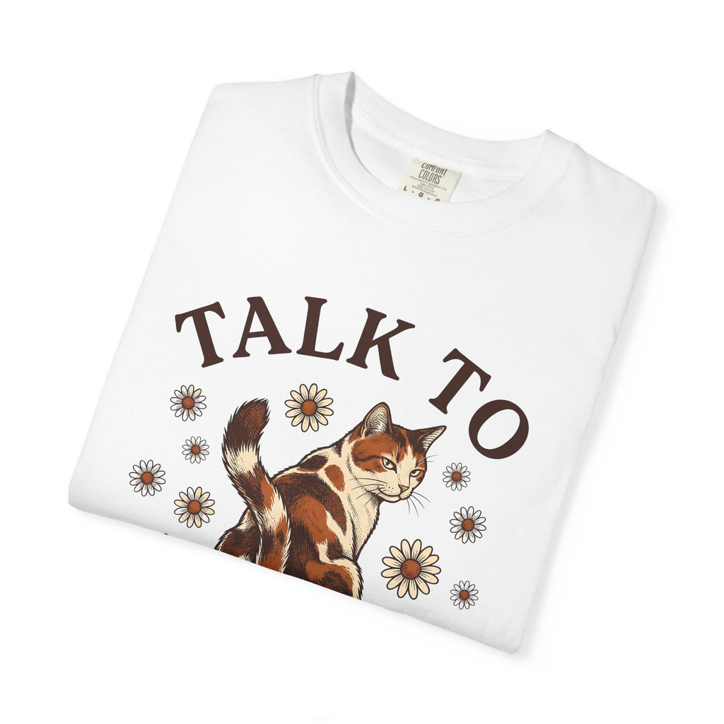 Calico Cat Shirt Cat Plants Gift Women Classic Tee Kitty T-Shirt Cat Fan Vintage Tshirt Floral Graphic Doodle Daisy Petals Tshirt