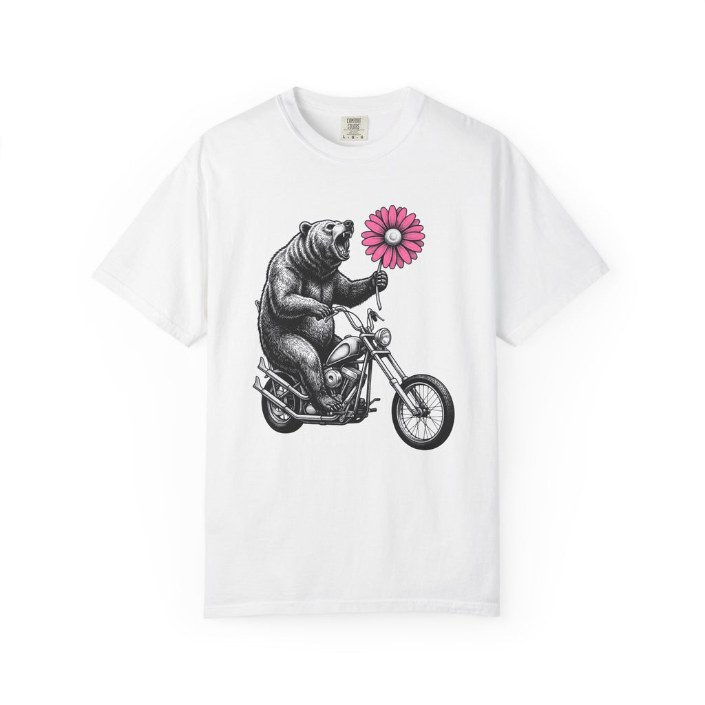 Bear Motorcycle Shirt St Valentines Day Animal Gift Women Vintage Tee Biker T-Shirt Valentine Fan Retro Tshirt Wildlife Graphic Hand Drawn