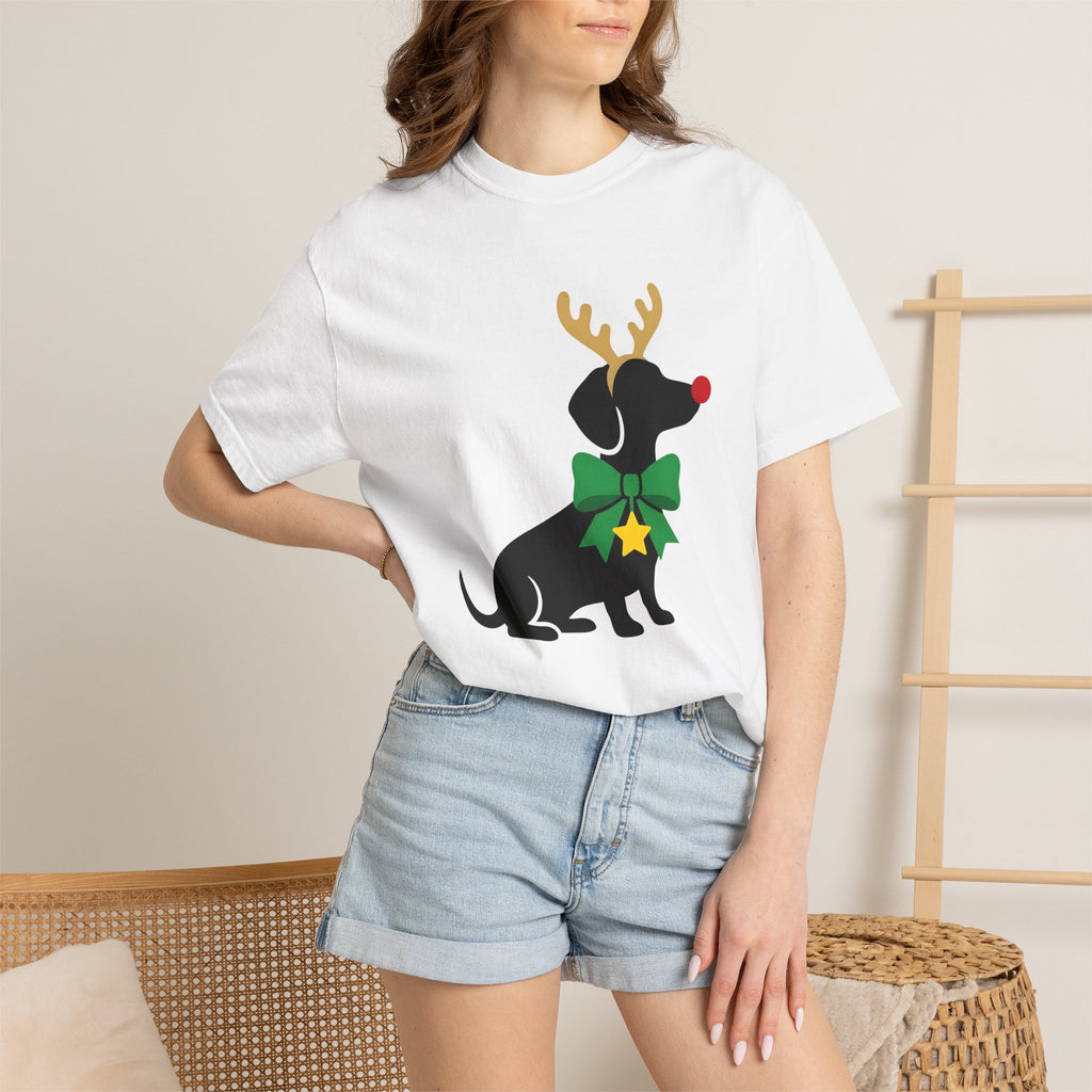 Sausage Dog Shirt Christmas Dogs Gift Women Outline Tee Dachshund T-Shirt Xmas Fan Doxie Illustration Sketch Rack Tshirt