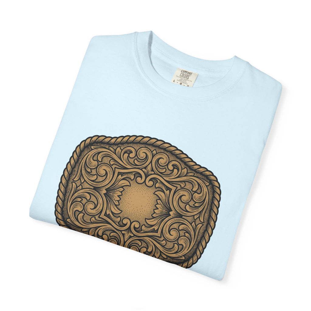 Cowboy Belt Buckle Shirt Cowgirl Western Gift Women Retro Tee Belt Buckle T-Shirt Rodeo Fan Vintage Tshirt Country Graphic Sketch Flower