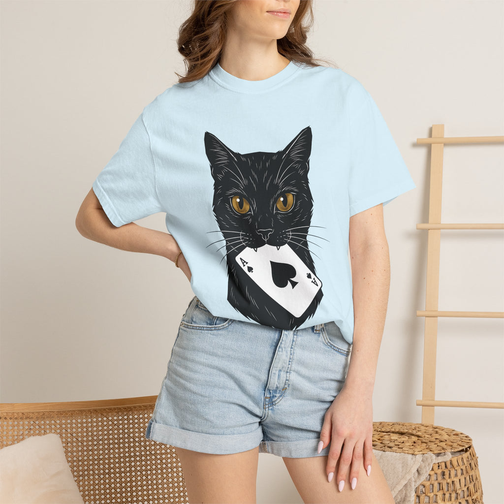 Black Kitty Shirt Cat Casino Gift Women Digital Tee Cat T-Shirt Cat Fan Pixel Tshirt Gambling Graphic Retro Card Tshirt