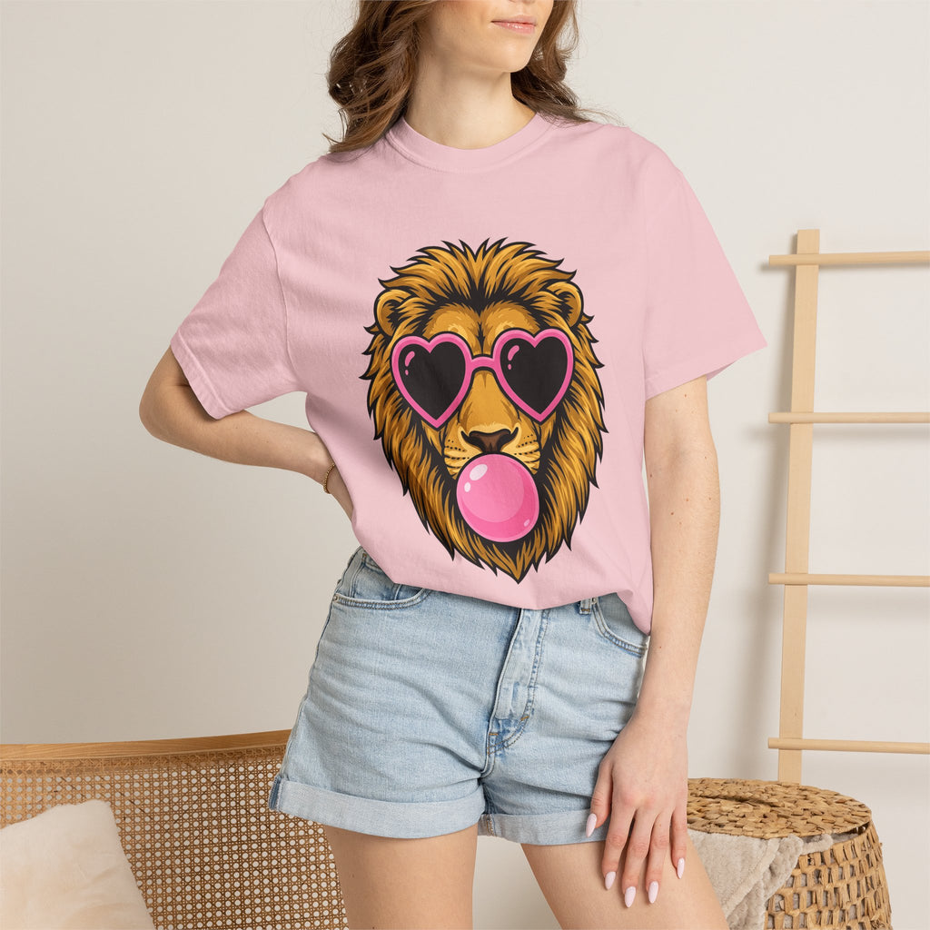 Lion Cool Glasses Shirt Animals Comedy Gift Women Animated Tee Lion T-Shirt Wildlife Fan Cartoon Tshirt Humor Graphic Flat Chewing Gum