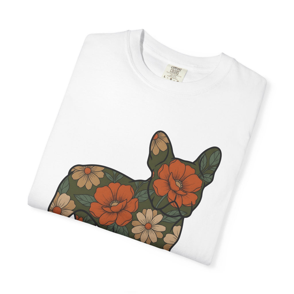 French Bulldog Shirt Dog Botanical Gift Women Rustic Tee Bouledogue T-Shirt Dog Fan Vintage Tshirt Floral Graphic Retro Flower Tshirt