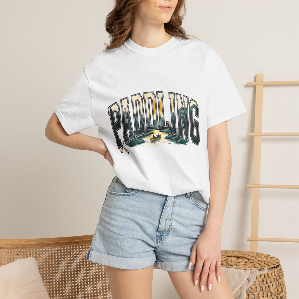 Kayak Stream Shirt Sports Outdoors Gift Women Retro Tee Canoe T-Shirt Athlete Fan Vintage Tshirt Nature Graphic Hand Drawn Oars Tshirt