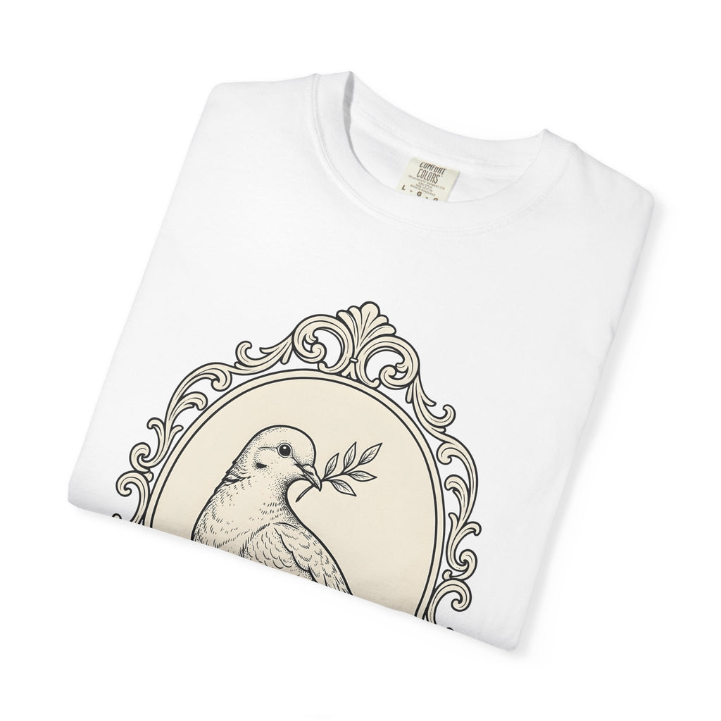 Dove Shirt Easter Harmony Gift Women Sketch Tee Pigeon T-Shirt Easter Fan Dove Drawing Retro Branch Tshirt