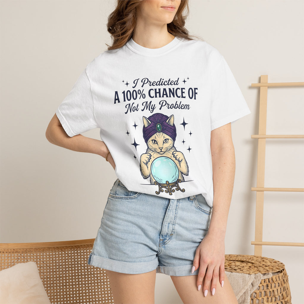 Seer Cat Shirt Cat Comedy Gift Women Classic Tee Kitty Cat T-Shirt Feline Fan Vintage Tshirt Humor Graphic Cartoon Prophecy Globe Tshirt