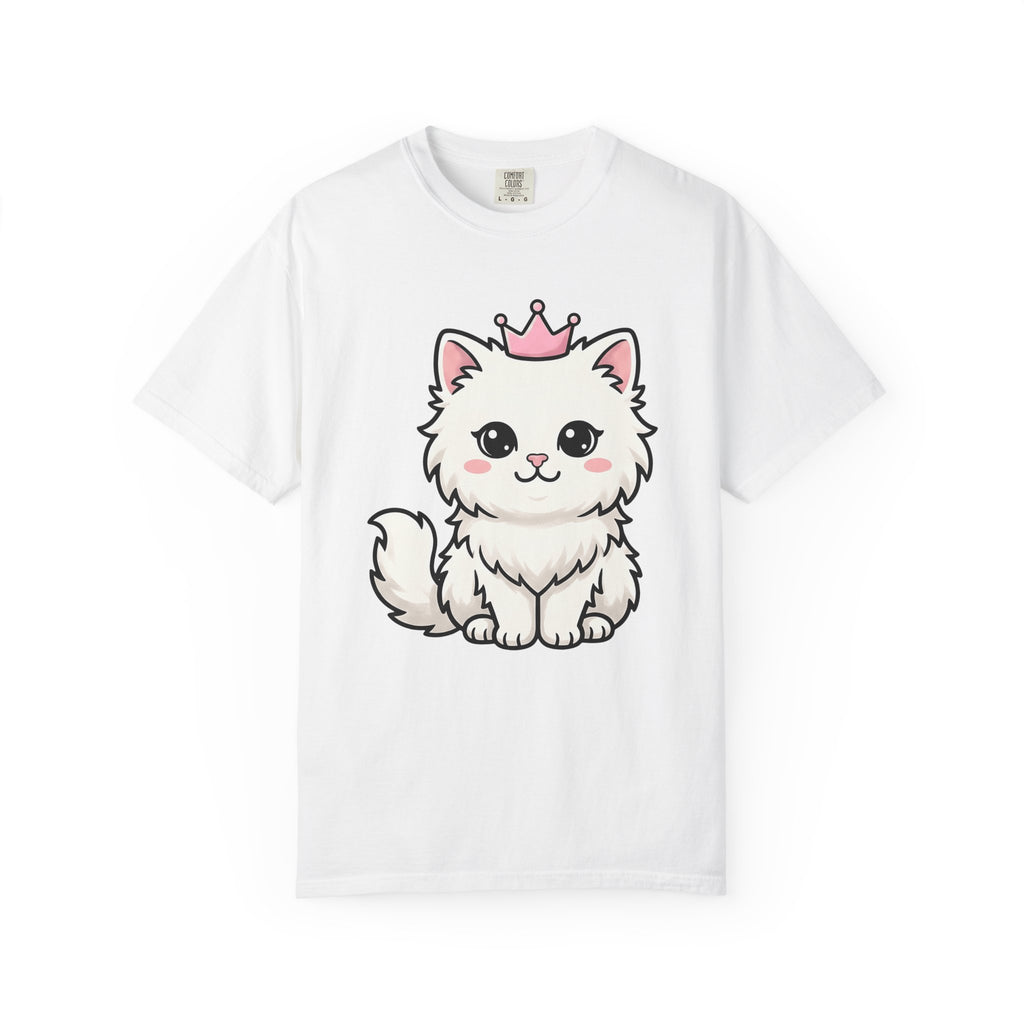 White Kitten Shirt Cat Pet Gift Women Cute Tee Kitten T-Shirt Cat Fan Kitty Tshirt Pet Graphic Comic Tiara Tshirt