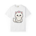 White Kitten Shirt Cat Pet Gift Women Cute Tee Kitten T-Shirt Cat Fan Kitty Tshirt Pet Graphic Comic Tiara Tshirt