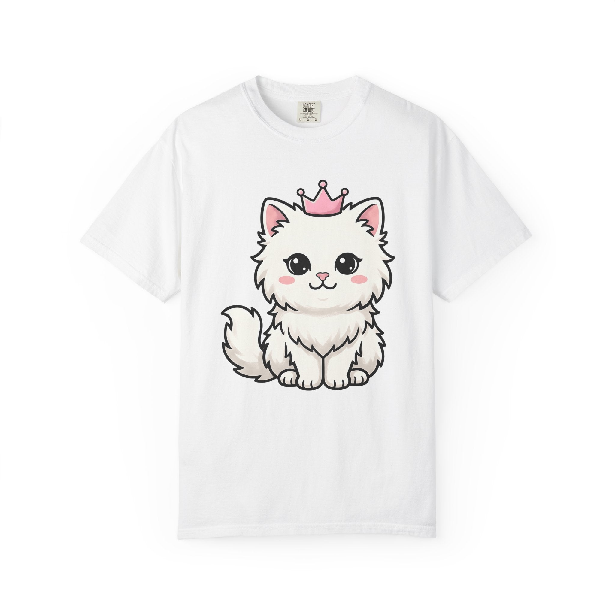White Kitten Shirt Cat Pet Gift Women Cute Tee Kitten T-Shirt Cat Fan Kitty Tshirt Pet Graphic Comic Tiara Tshirt